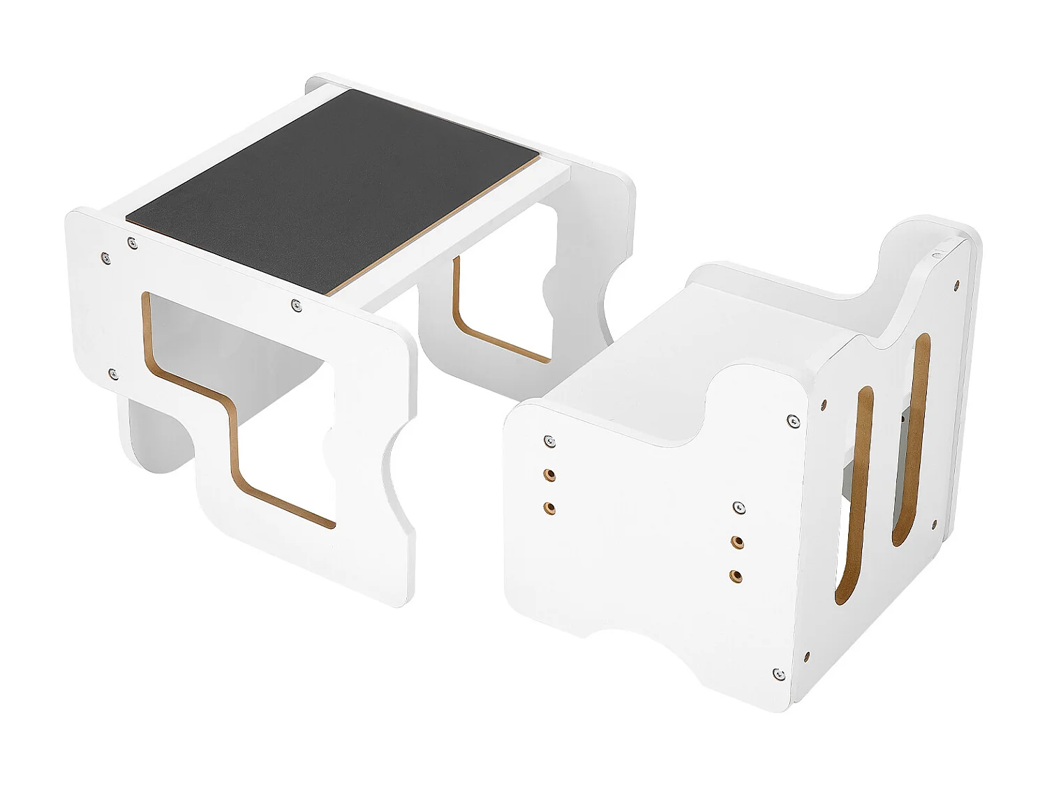 Ensemble Table et Chaises de Sevrage SucceBuy, Bureau Montessori pour Tout-Petits avec Tableau Noir, Blanc