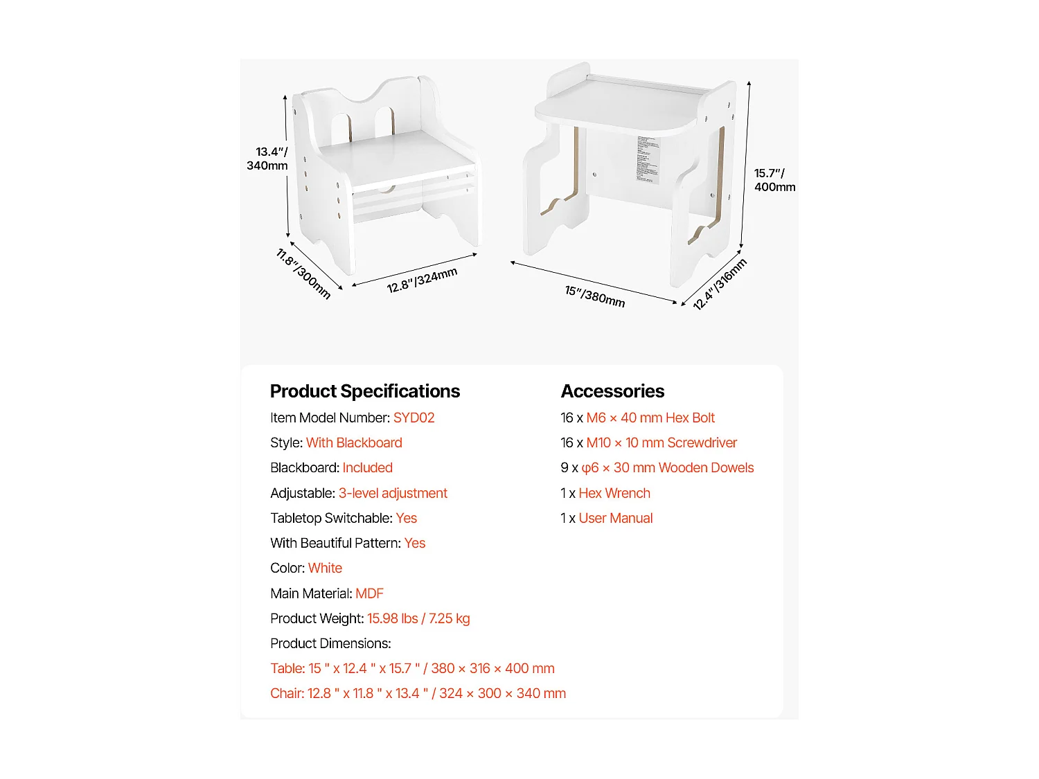 Ensemble Table et Chaises de Sevrage SucceBuy, Bureau Montessori pour Tout-Petits avec Tableau Noir, Blanc