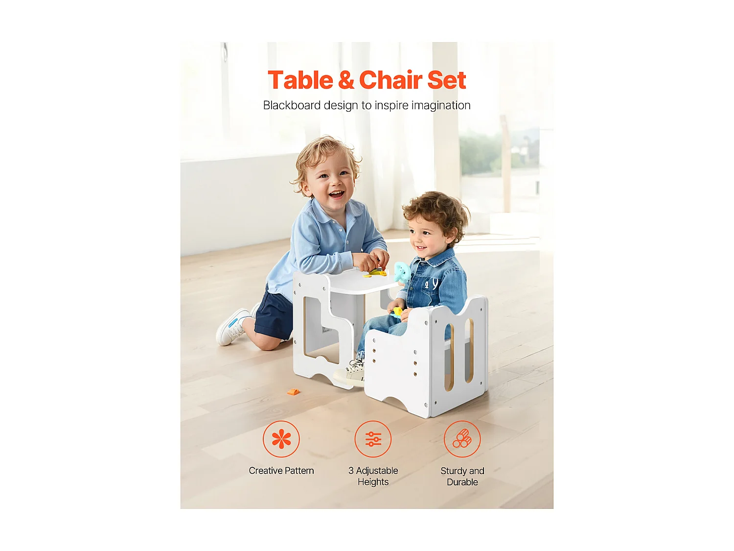 Ensemble Table et Chaises de Sevrage SucceBuy, Bureau Montessori pour Tout-Petits avec Tableau Noir, Blanc