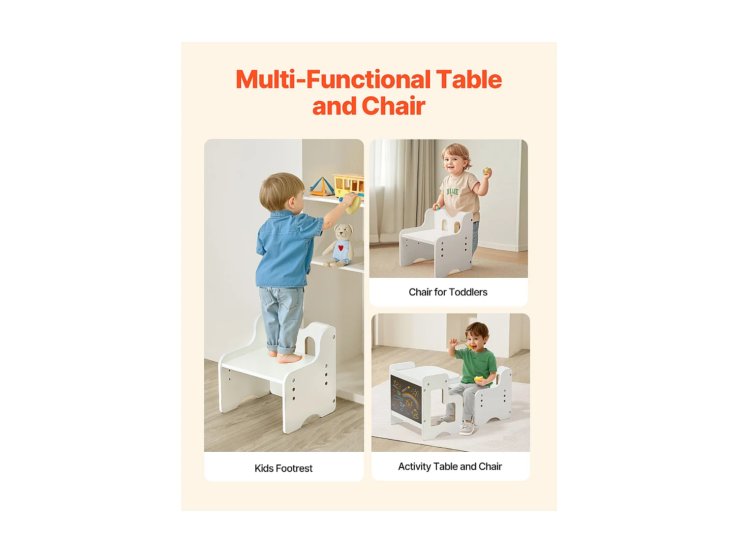 Ensemble Table et Chaises de Sevrage SucceBuy, Bureau Montessori pour Tout-Petits avec Tableau Noir, Blanc