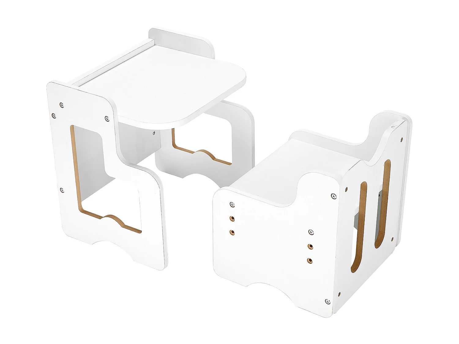 Ensemble Table et Chaises de Sevrage SucceBuy, Bureau Montessori pour Tout-Petits avec Tableau Noir, Blanc