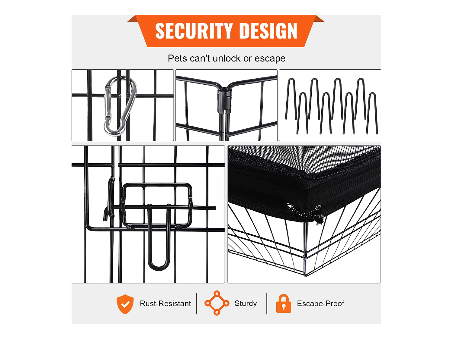 Parc pour Chien SucceBuy Parc pour Chien, 8 Panneaux, 60.96 cm H, Pliable en Métal, Exercice pour Animaux de Compagnie