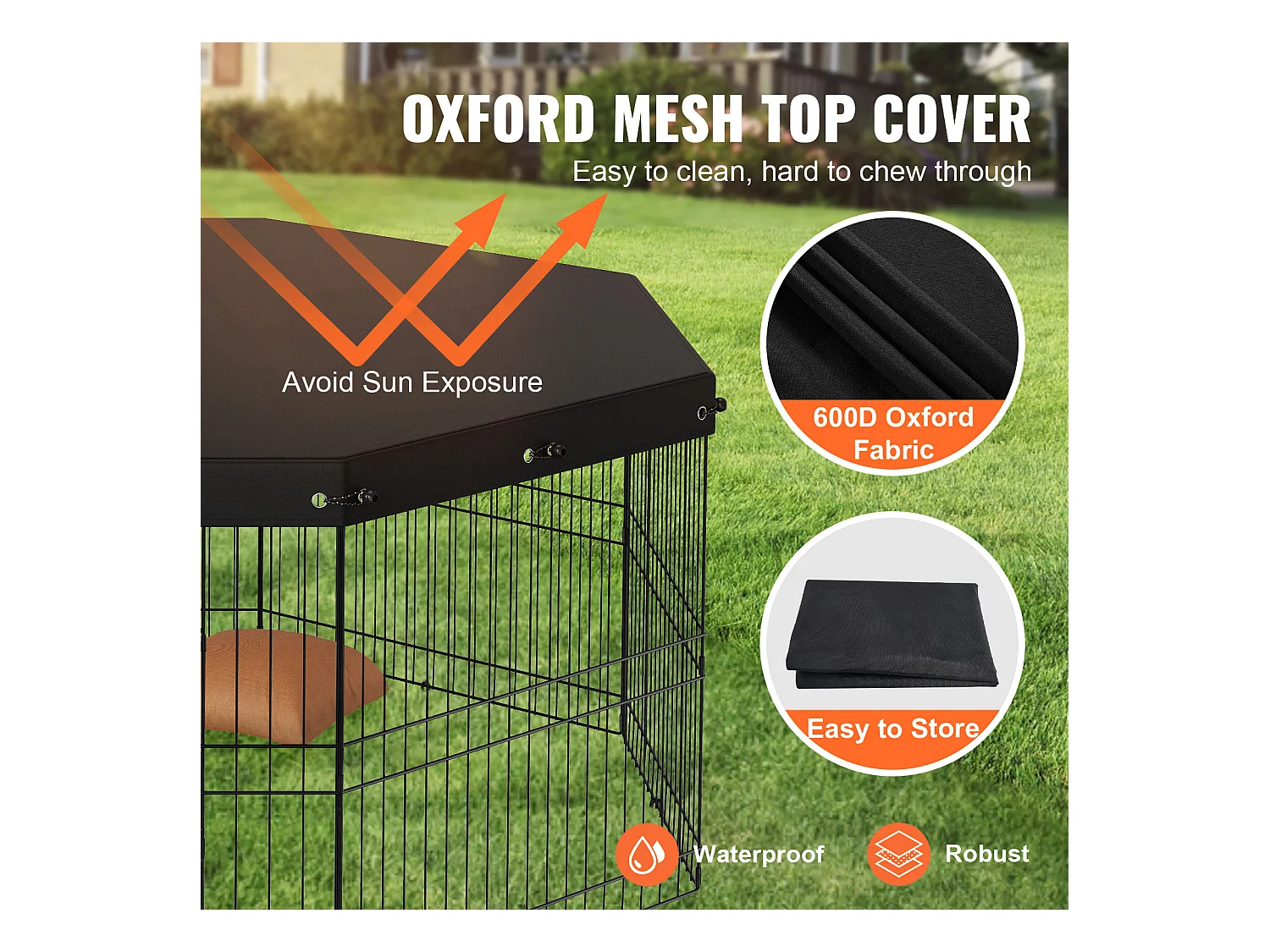 Parc pour Chien SucceBuy Parc pour Chien, 8 Panneaux, 60.96 cm H, Pliable en Métal, Exercice pour Animaux de Compagnie