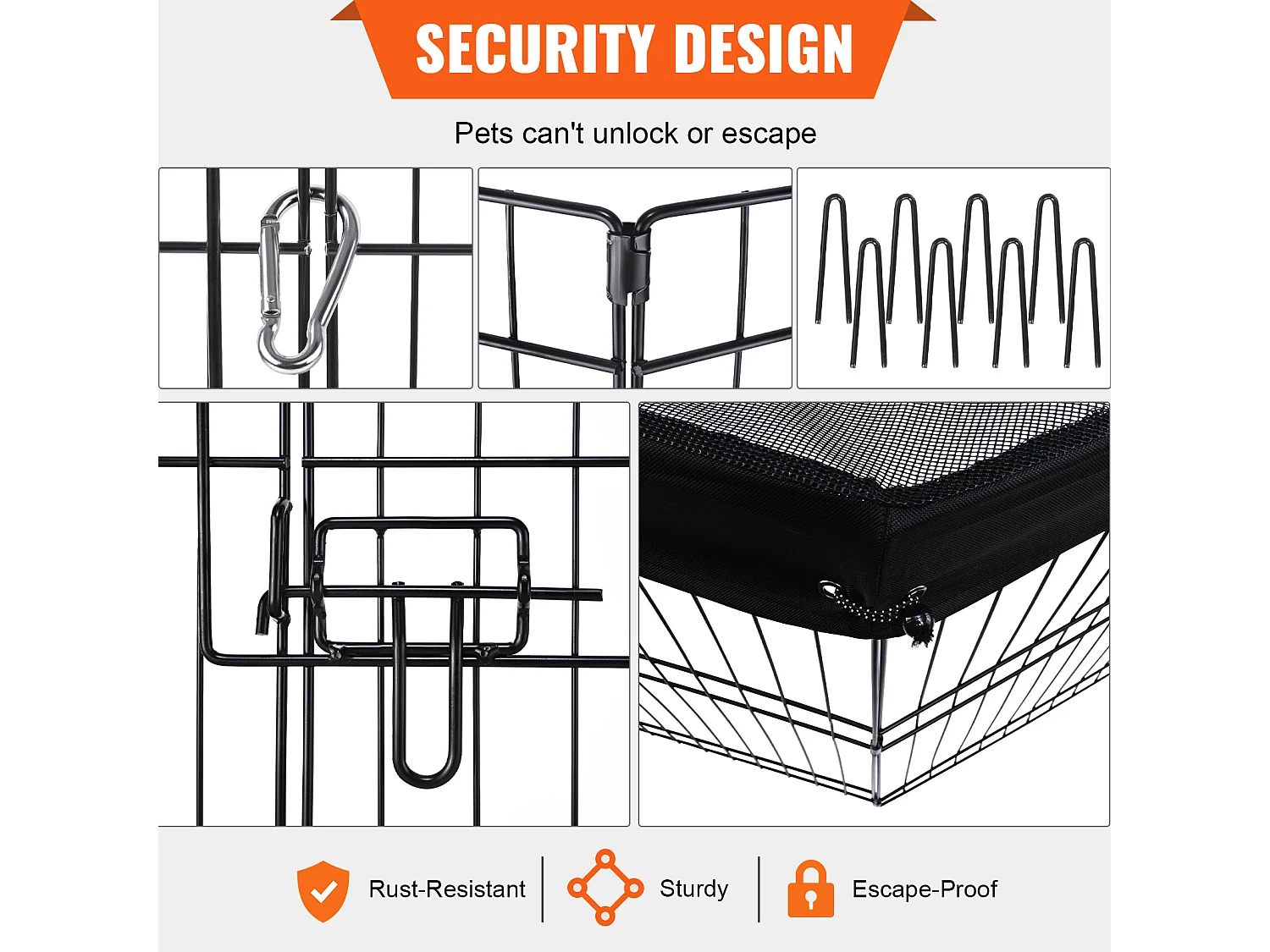 Parc pour Chien SucceBuy Parc pour Chien, 8 Panneaux, 60.96 cm H, Pliable en Métal, Exercice pour Animaux de Compagnie