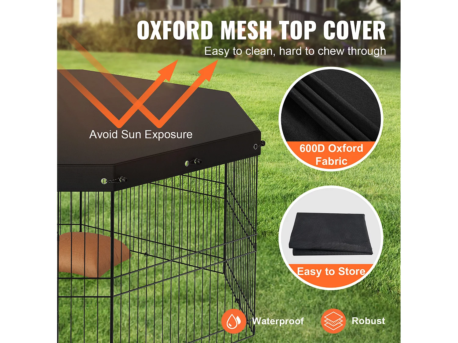 Parc pour Chien SucceBuy Parc pour Chien, 8 Panneaux, 60.96 cm H, Pliable en Métal, Exercice pour Animaux de Compagnie