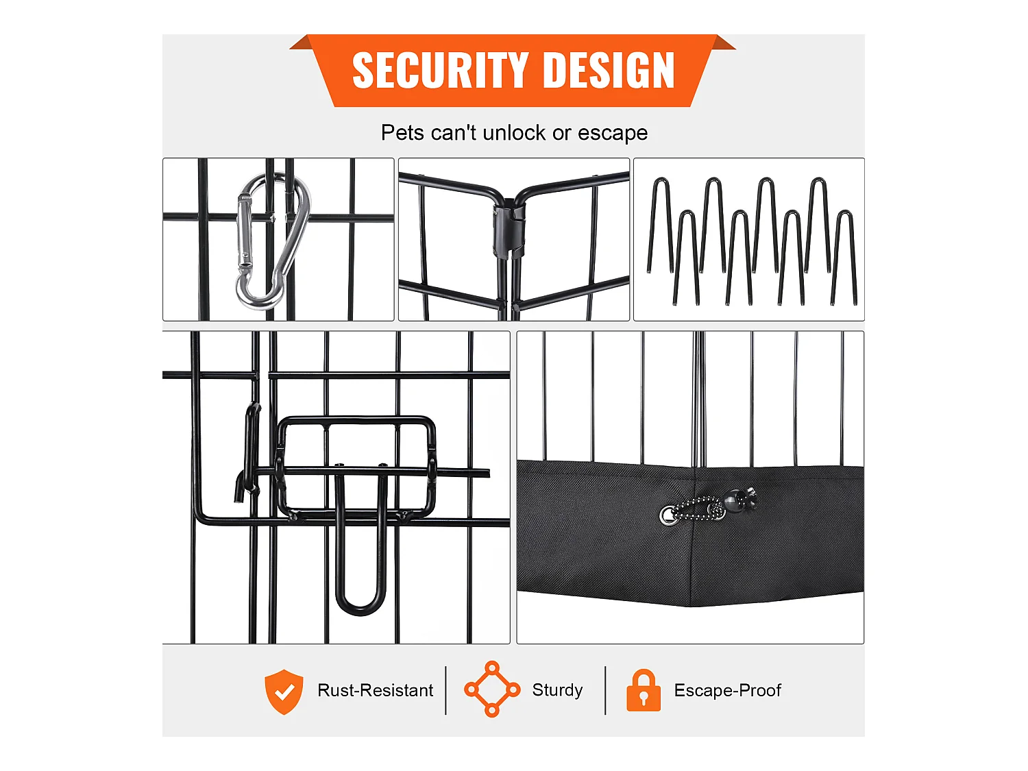 Parc pour Chien SucceBuy Parc pour Chien Pliable en Métal à 8 Panneaux avec Coussin Inférieur, Parc d'Exercice de 60.96 cm de Hauteur