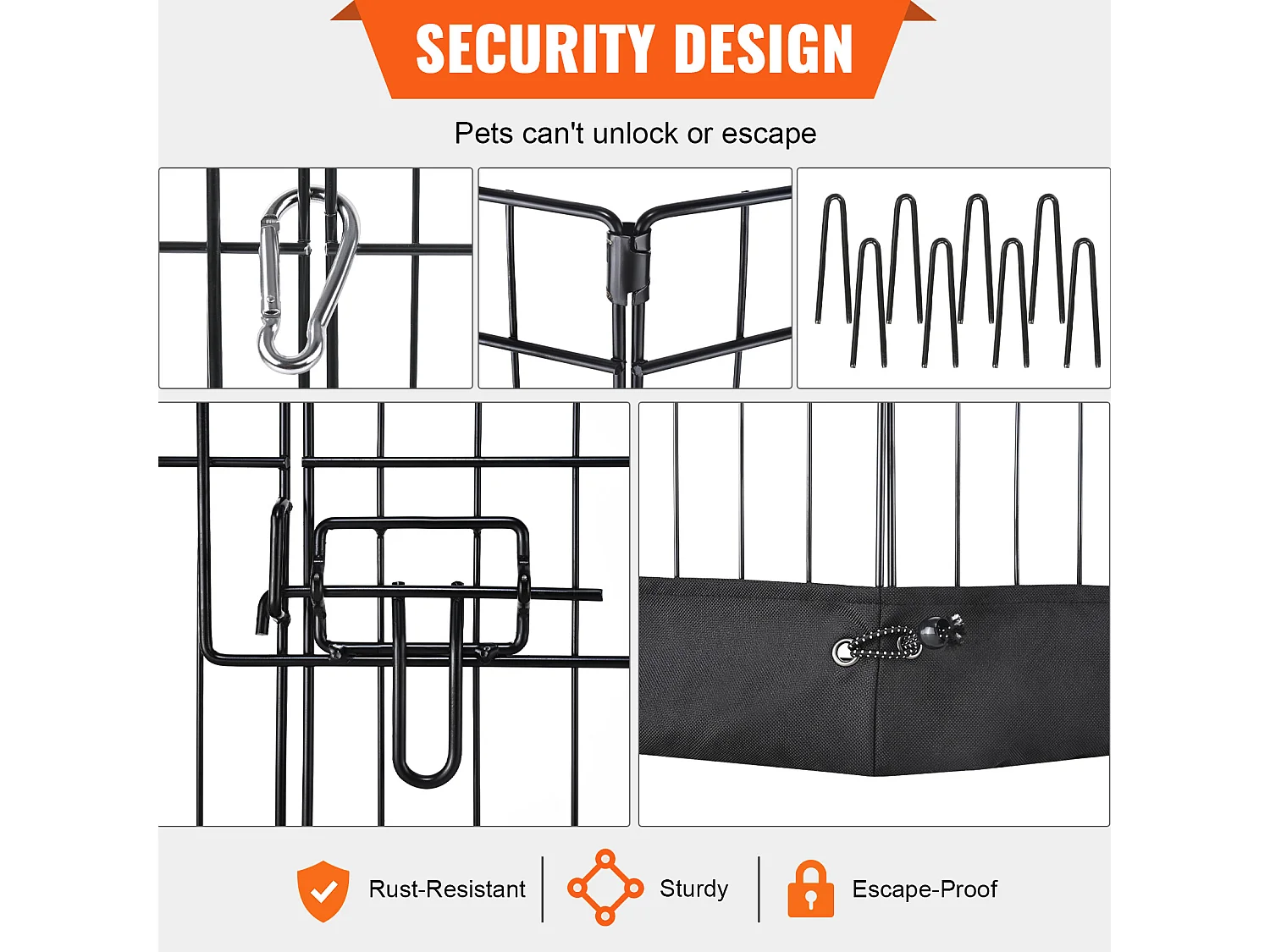 Parc pour Chien SucceBuy Parc pour Chien Pliable en Métal à 8 Panneaux avec Coussin Inférieur, Parc d'Exercice de 60.96 cm de Hauteur