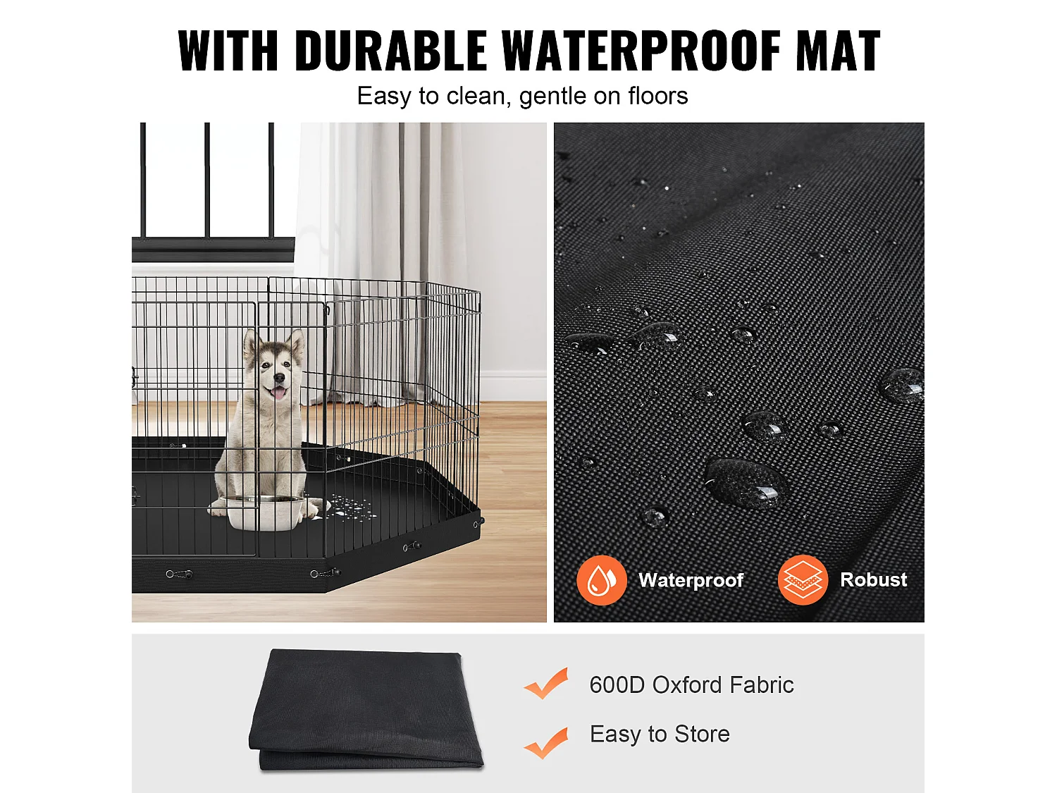 Parc pour Chien SucceBuy Parc pour Chien Pliable en Métal à 8 Panneaux avec Coussin Inférieur, Parc d'Exercice de 60.96 cm de Hauteur