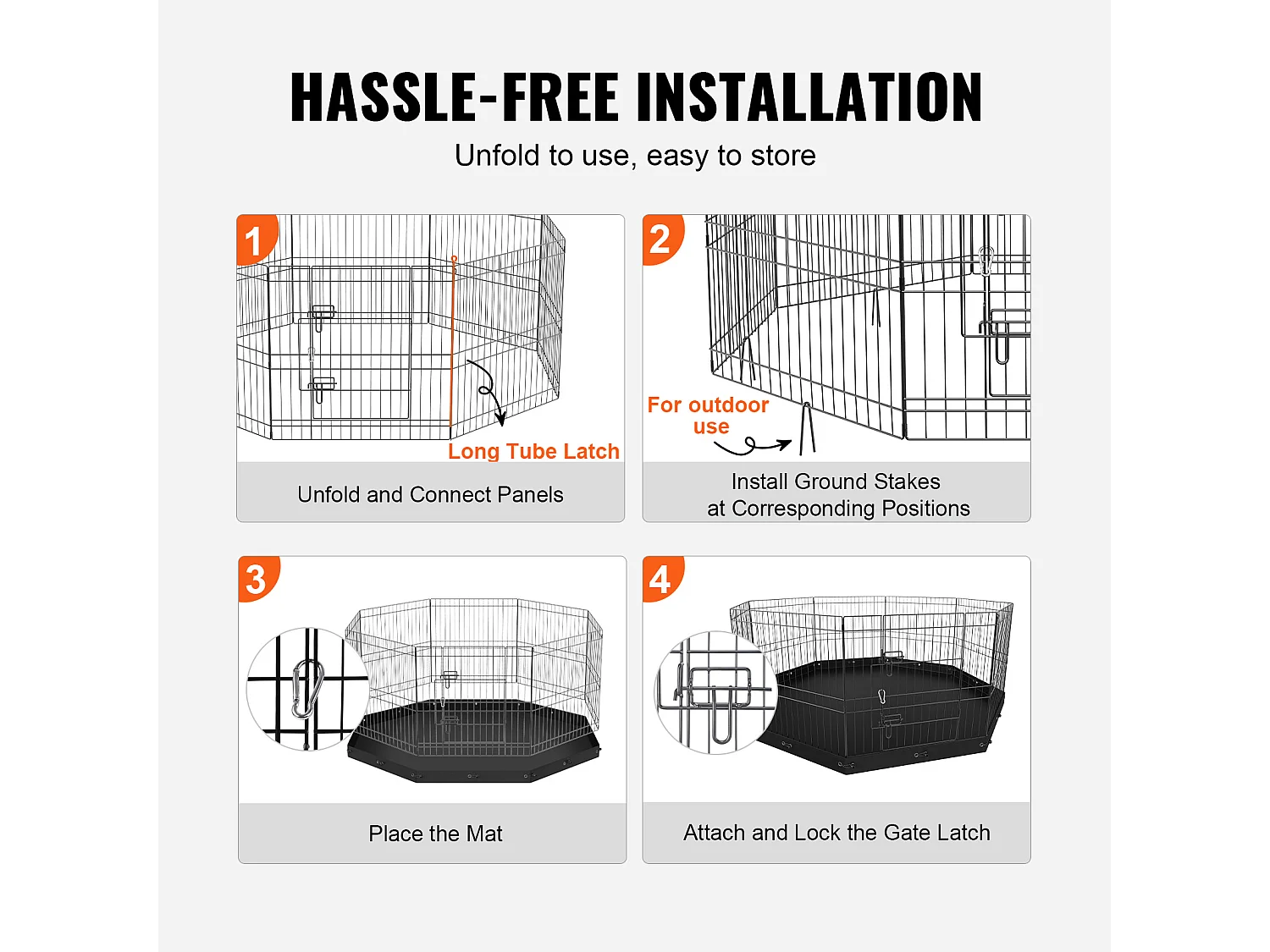 Parc pour Chien SucceBuy Parc pour Chien Pliable en Métal à 8 Panneaux avec Coussin Inférieur, Parc d'Exercice de 60.96 cm de Hauteur