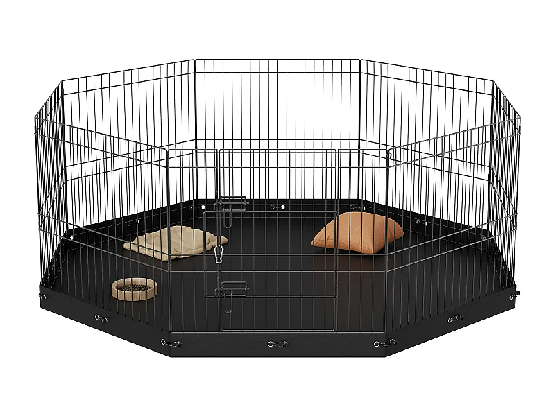 Hundepark SucceBuy Hundelaufstall mit 8 Elementen, Faltbar, Metall, mit Bodenpolster, 60.96 cm Hoch, für Hundeauslauf