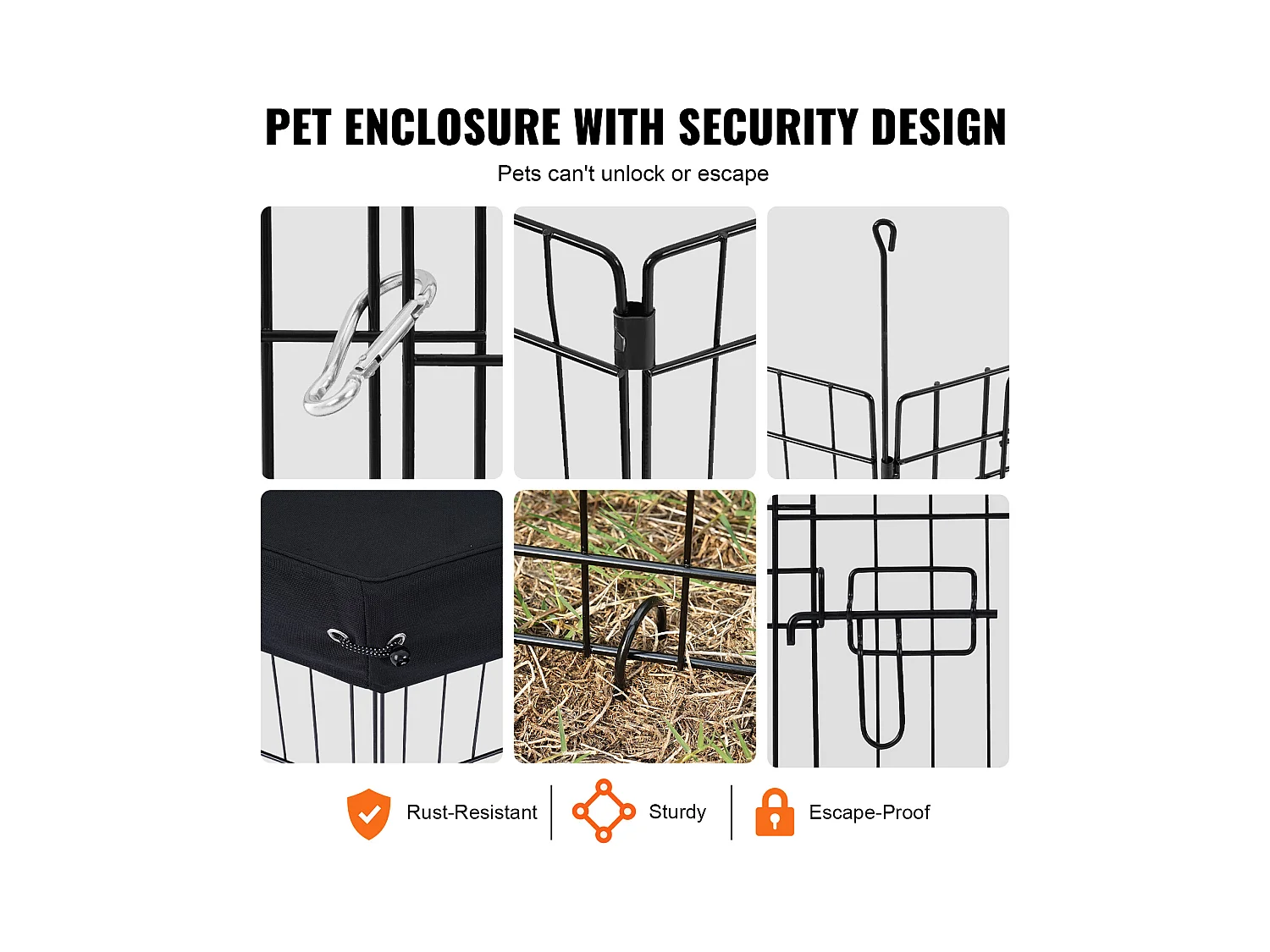 Parc pour Chien SucceBuy Parc pour Chien 8 Panneaux Pliable en Métal 76.20 cm H avec Couvercle Supérieur