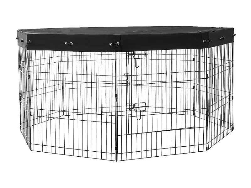 Hundepark SucceBuy Hundelaufstall mit 8 Elementen, Faltbar, Metall, mit Abdeckung, 76.20 cm Hoch