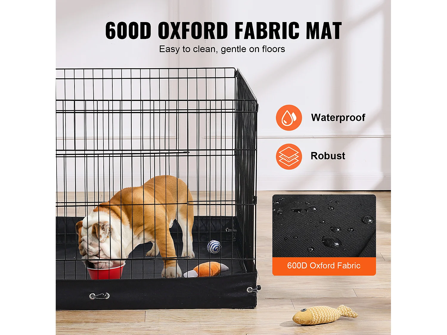 Parc pour Chien SucceBuy Parc pour Chien, Parc d'Exercice Pliable en Métal à 4 Panneaux avec Coussin Inférieur, 91.44 cm