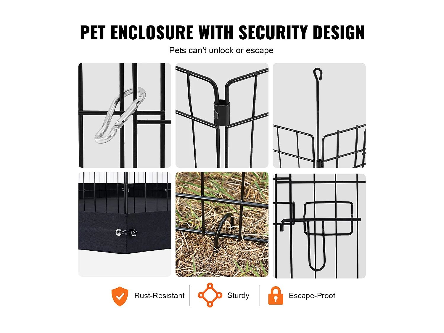 Parc pour Chien SucceBuy Parc pour Chien, Parc d'Exercice Pliable en Métal à 4 Panneaux avec Coussin Inférieur, 91.44 cm