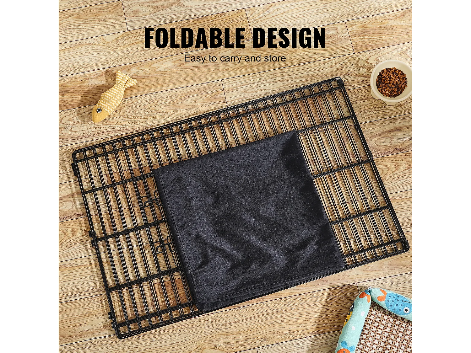 Parc pour Chien SucceBuy Parc pour Chien, Parc d'Exercice Pliable en Métal à 4 Panneaux avec Coussin Inférieur, 91.44 cm