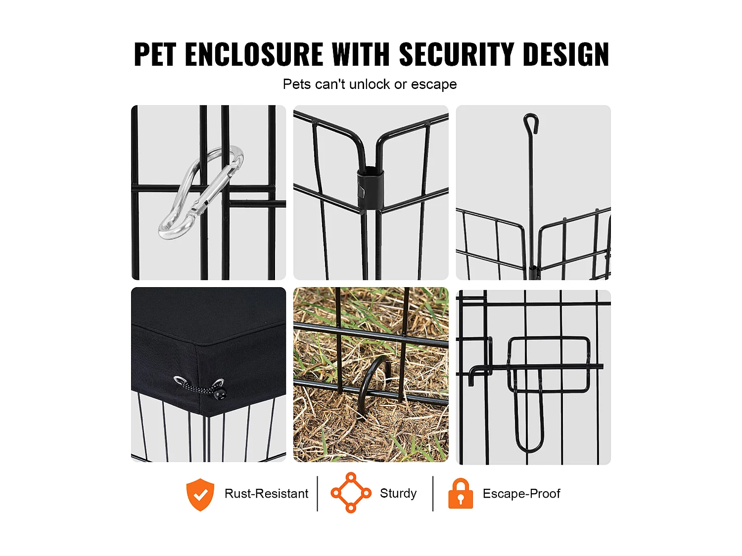 Parco per Cani SucceBuy Box per Cani a 8 Pannelli, Box per Esercizi in Metallo Pieghevole con Copertura Protettiva, Altezza 76.20 cm