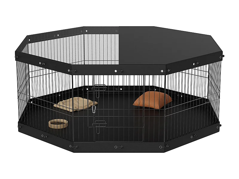 Parc pour Chien SucceBuy Parc pour Chien Pliable en Métal à 8 Panneaux avec Housse et Coussin, Parc d'Exercice