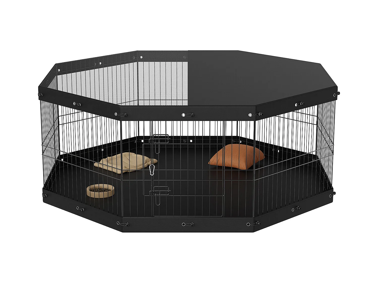 Parque para Perros SucceBuy Parque para Perros de 8 Paneles, Plegable de Metal con Cubierta y Almohadilla, para Ejercicio