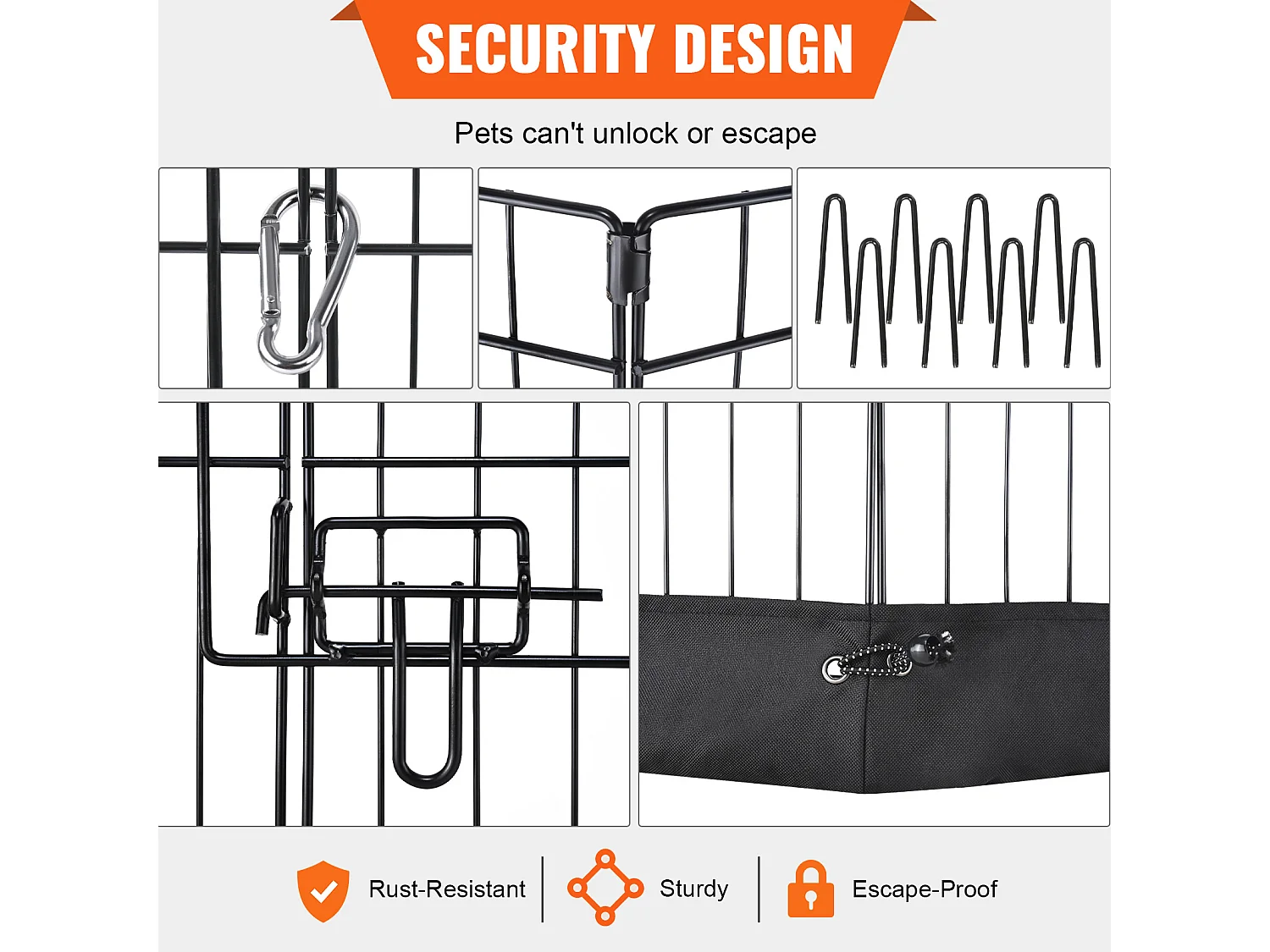 Parc pour Chien SucceBuy Parc pour Chien Pliable en Métal à 8 Panneaux avec Housse et Coussin, Parc d'Exercice