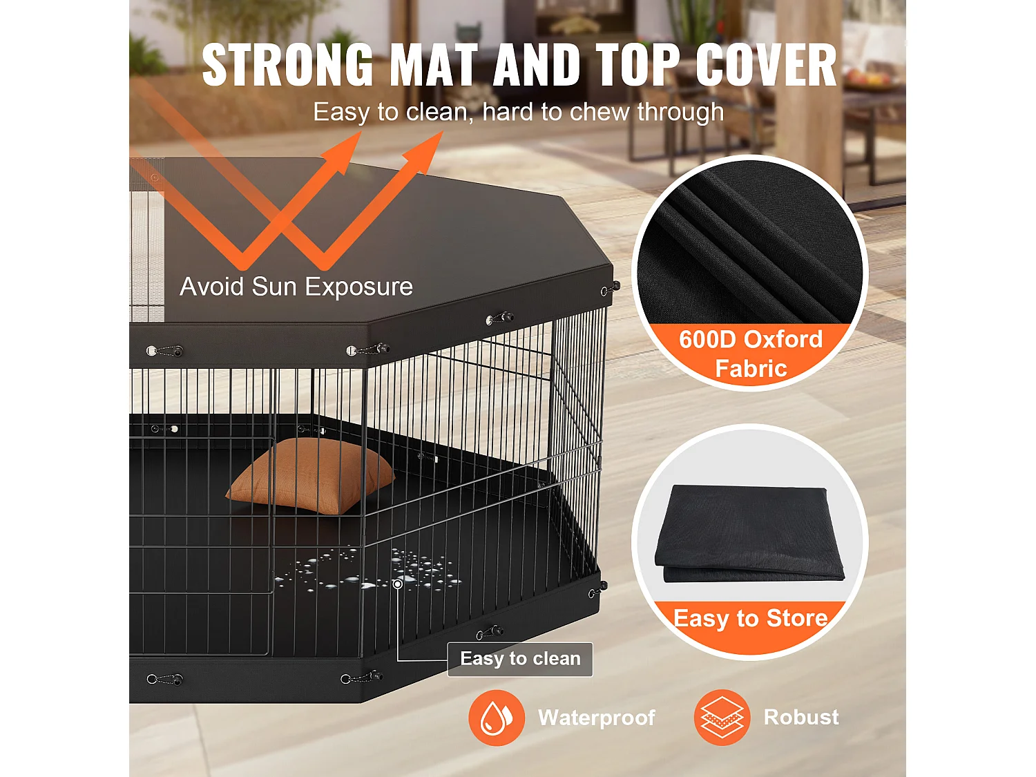 Parc pour Chien SucceBuy Parc pour Chien Pliable en Métal à 8 Panneaux avec Housse et Coussin, Parc d'Exercice