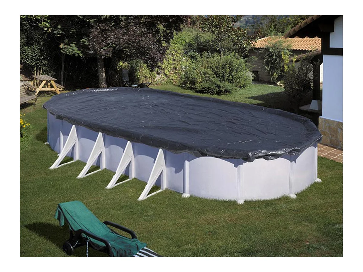 Copertura invernale 120g/m² per piscina ovale in acciaio 7,30 x 3,75m - Gré
