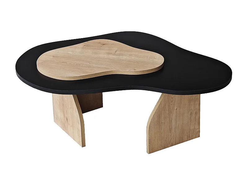 Table basse design Presta L105cm Noir et Chêne clair