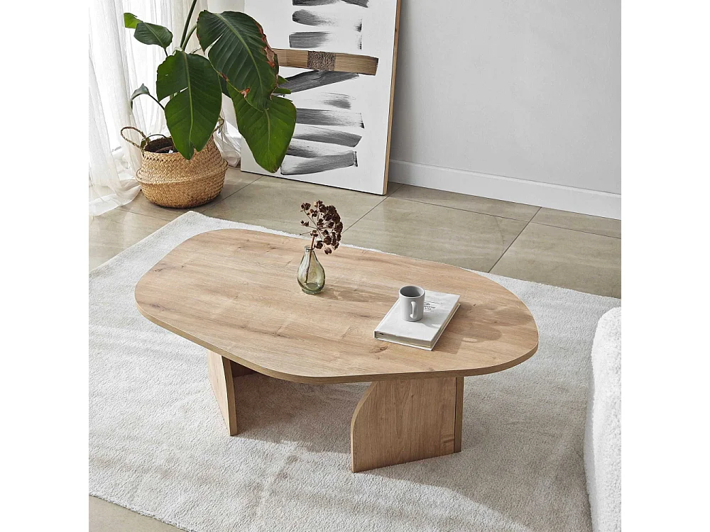 Table basse moderne Jiro L105cm Noir Chêne clair