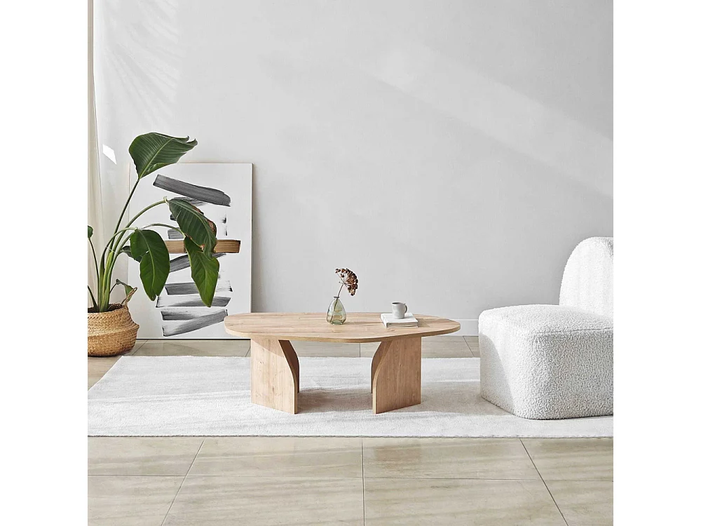 Table basse moderne Jiro L105cm Noir Chêne clair