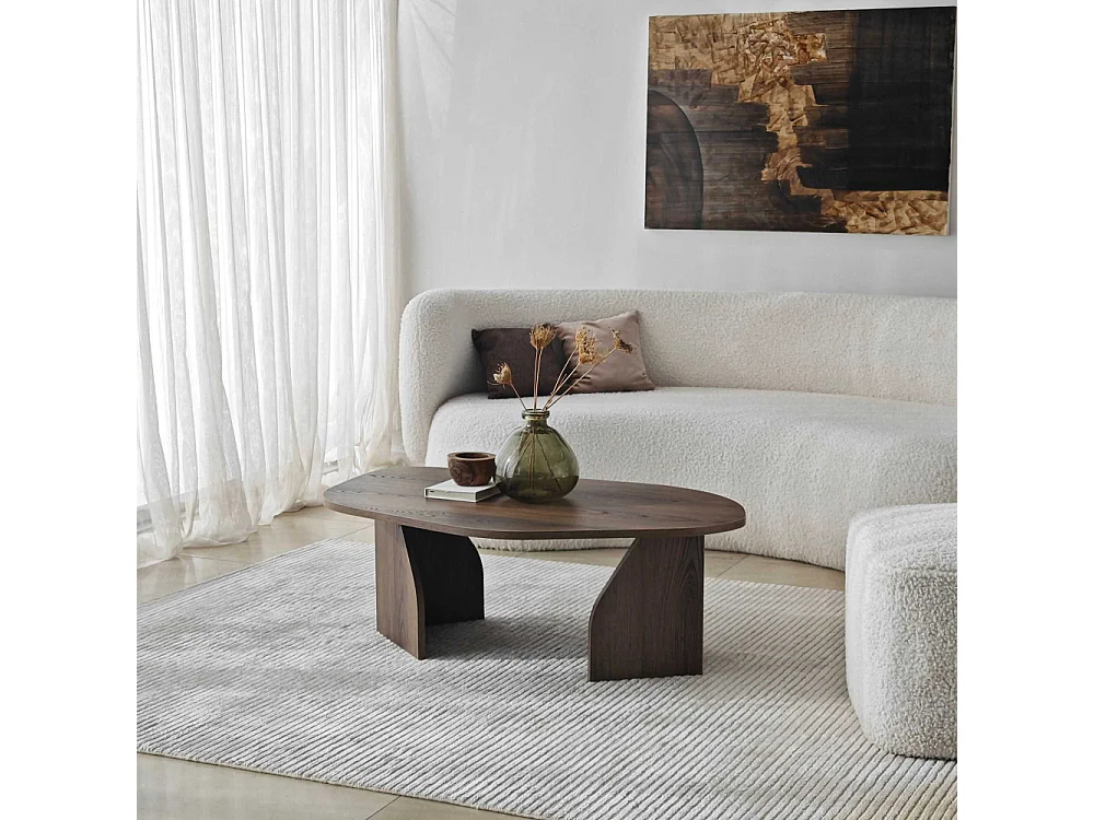 Table basse moderne Jiro L105cm Bois foncé