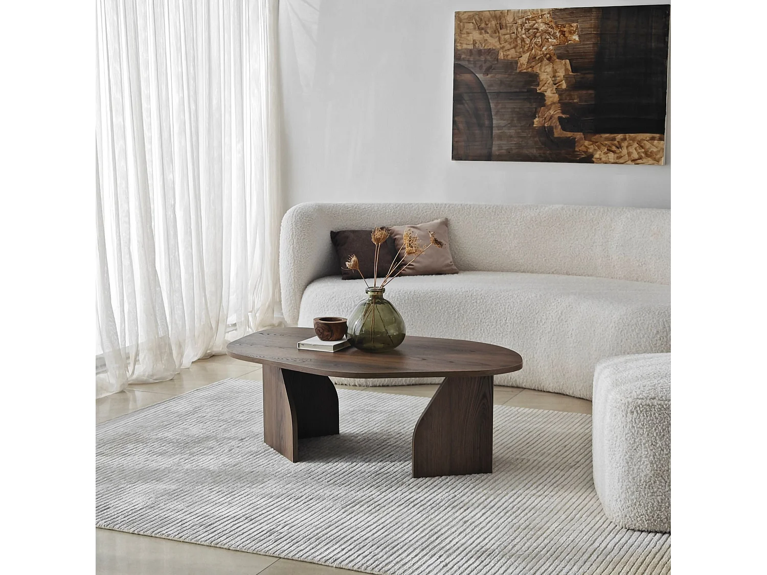 Table basse moderne Jiro L105cm Bois foncé