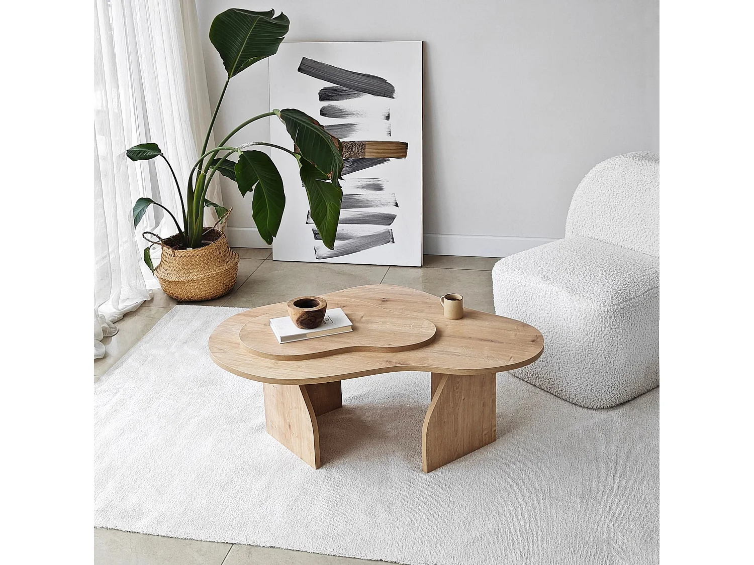 Table basse design Presta L105cm Chêne clair