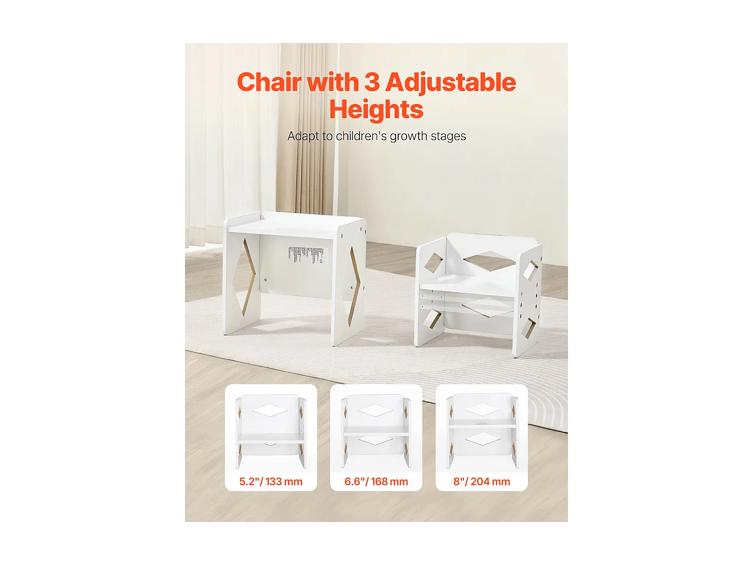 Montessori Bijzettafeltje en Stoeltje SucceBuy, Tafel en Stoel voor Kinderen, Wit