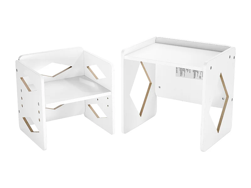 Set Tavolo e Sedia per lo Svezzo Montessori SucceBuy, Tavolo e Sedia per Attività per Bambini, Bianco