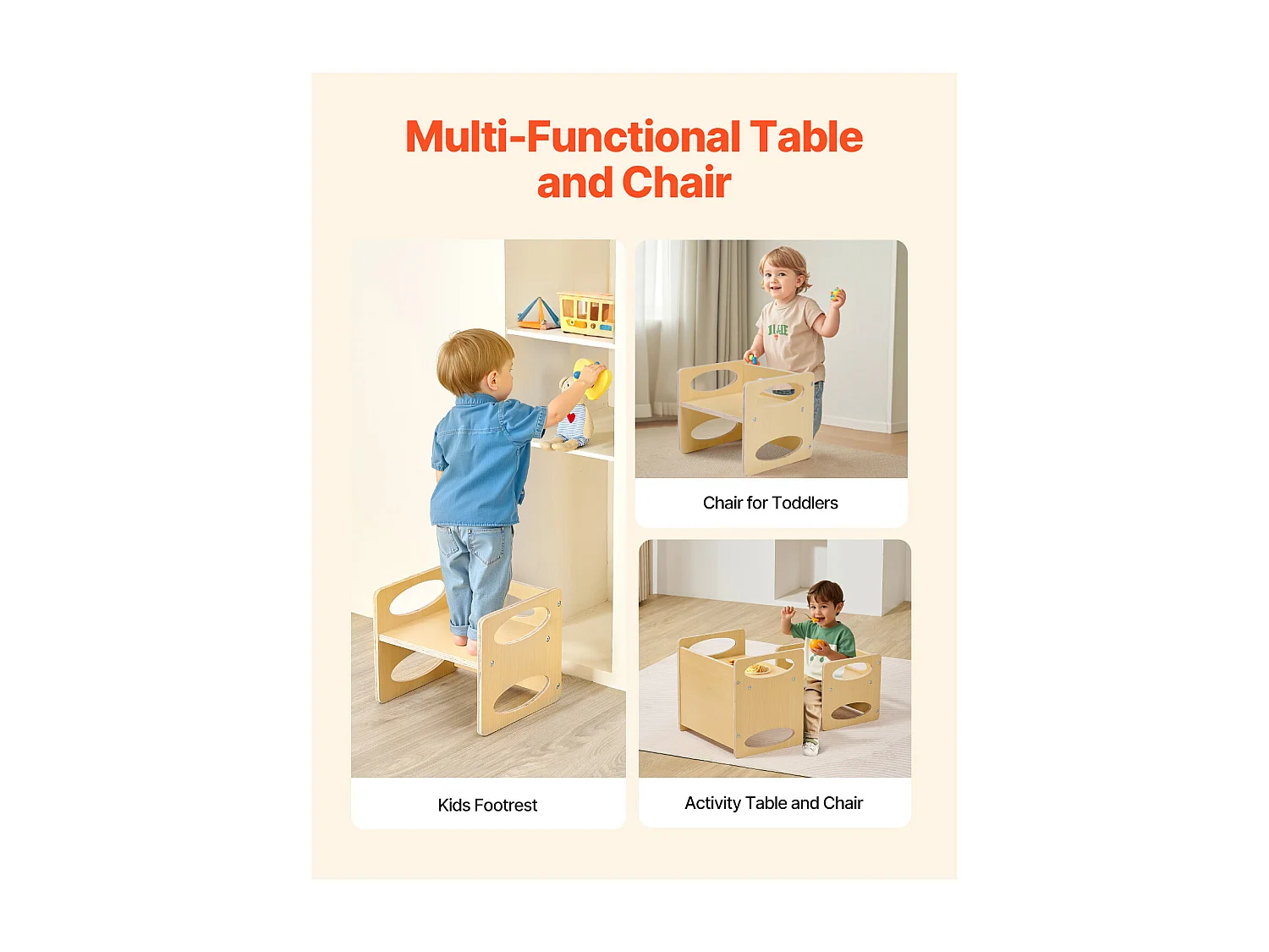 Montessori Bijzettafeltje en Stoeltje SucceBuy, Hout