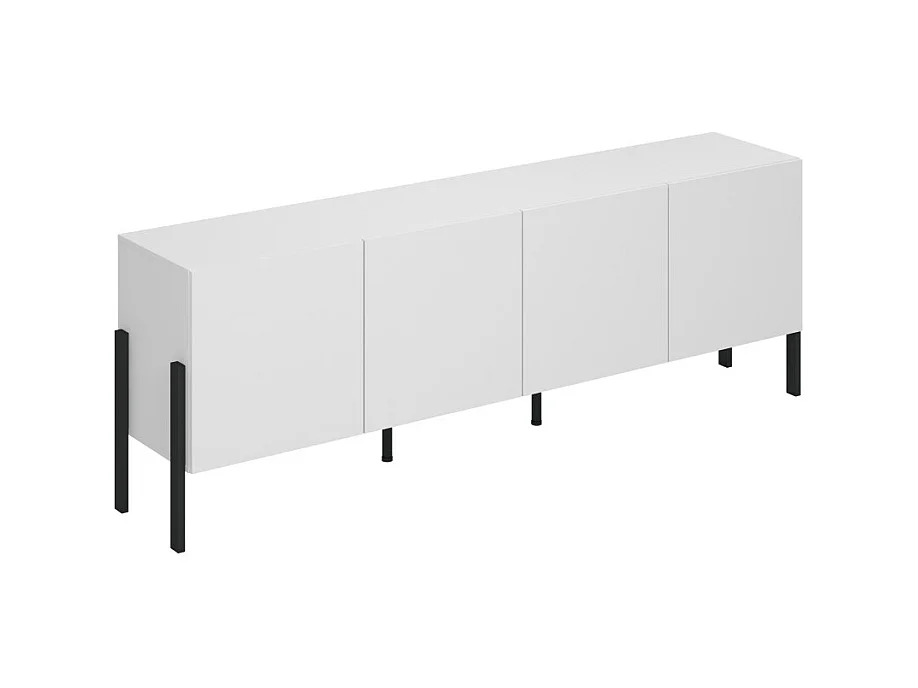 Pack salon SALMA – Buffet XL 4 portes, armoire 2 portes & buffet 2 portes et 3 tiroirs blanc super mat & noir mat