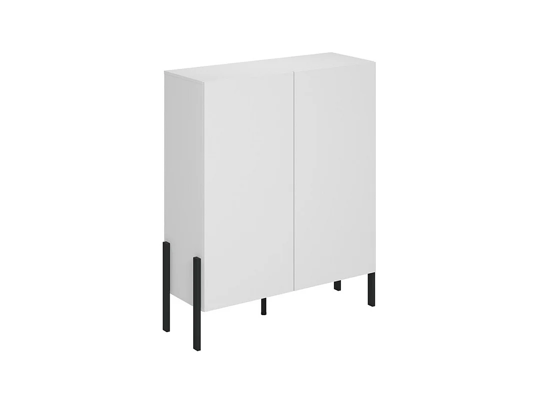 Pack salon SALMA – Buffet XL 4 portes, armoire 2 portes & buffet 2 portes et 3 tiroirs blanc super mat & noir mat