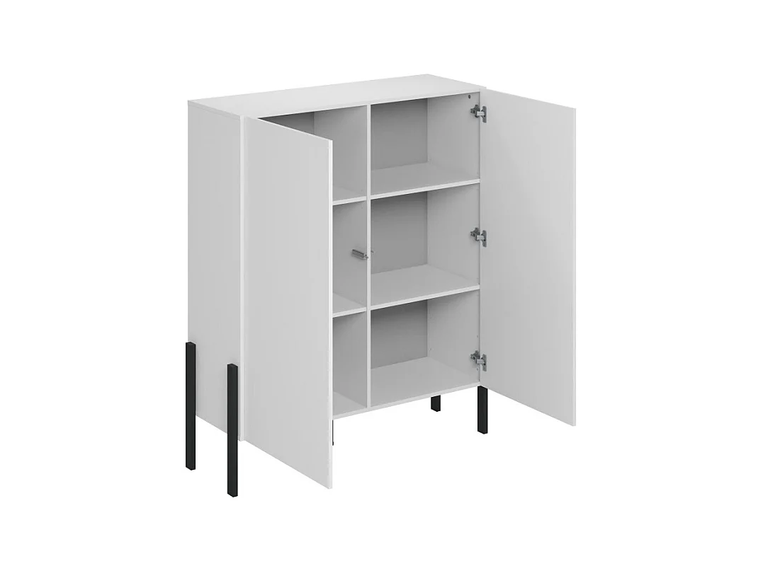 Pack salon SALMA – Buffet XL 4 portes, armoire 2 portes & buffet 2 portes et 3 tiroirs blanc super mat & noir mat