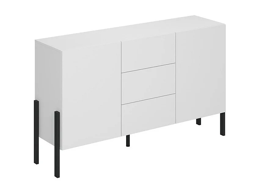 Pack salón SALMA – Buffet XL 4 puertas, armario 2 puertas & buffet 2 puertas y 3 cajones blanco super mate & negro mate