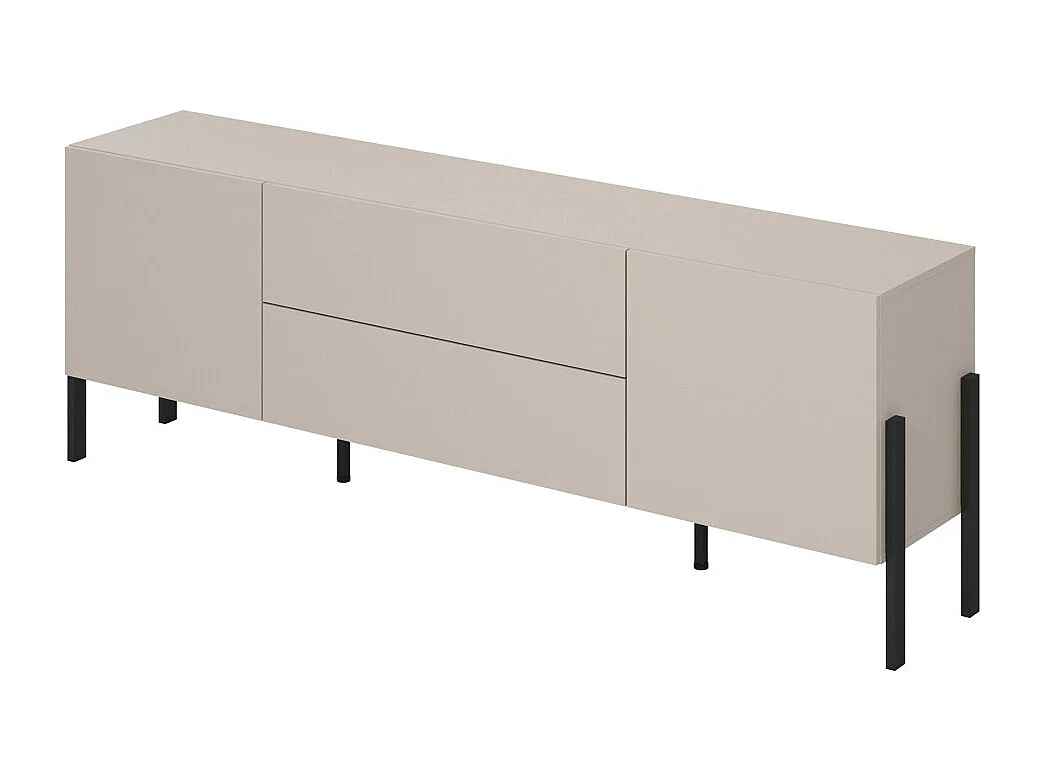 Pack salon SALMA – buffet 2 portes & 3 tiroirs et meuble TV 2 portes & 2 tiroirs beige & noir mat