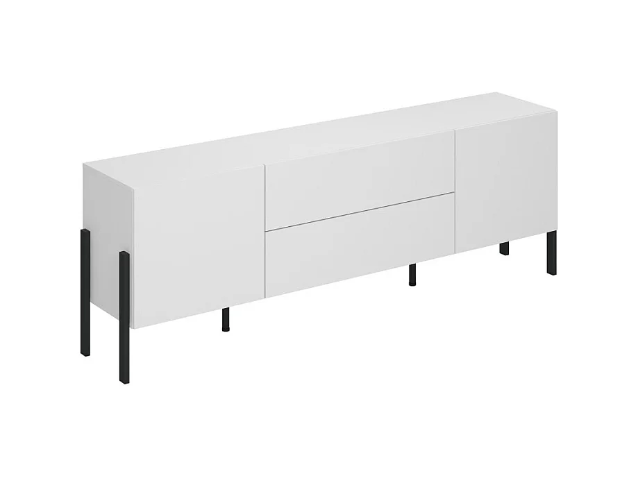 Pack salón SALMA – Mueble para TV, aparador con 2 puertas y 3 cajones y armario en blanco super mate y negro mate