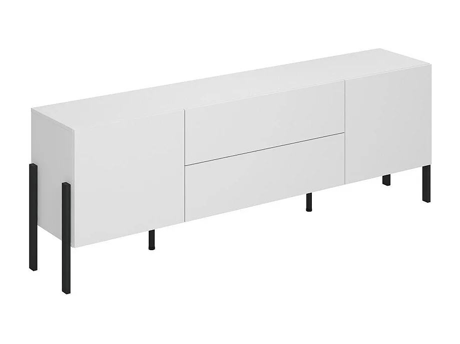 Pack salón SALMA – Mueble para TV, aparador con 2 puertas y 3 cajones y armario en blanco super mate y negro mate
