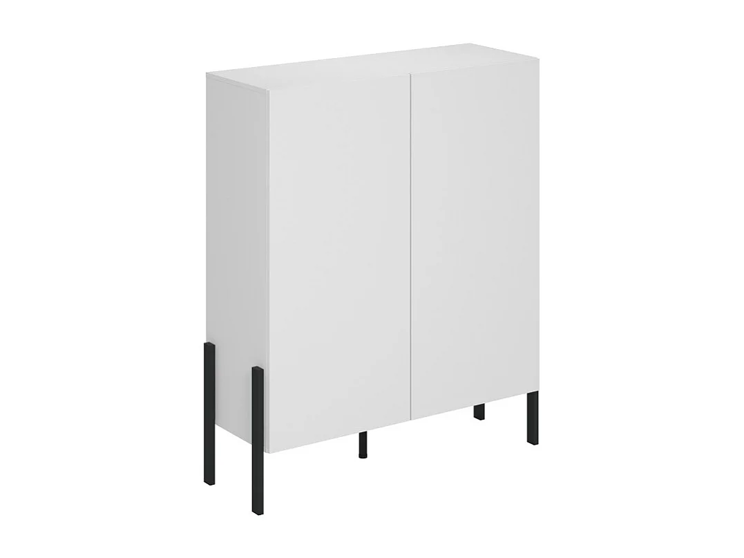 Pack salón SALMA – Mueble para TV, aparador con 2 puertas y 3 cajones y armario en blanco super mate y negro mate