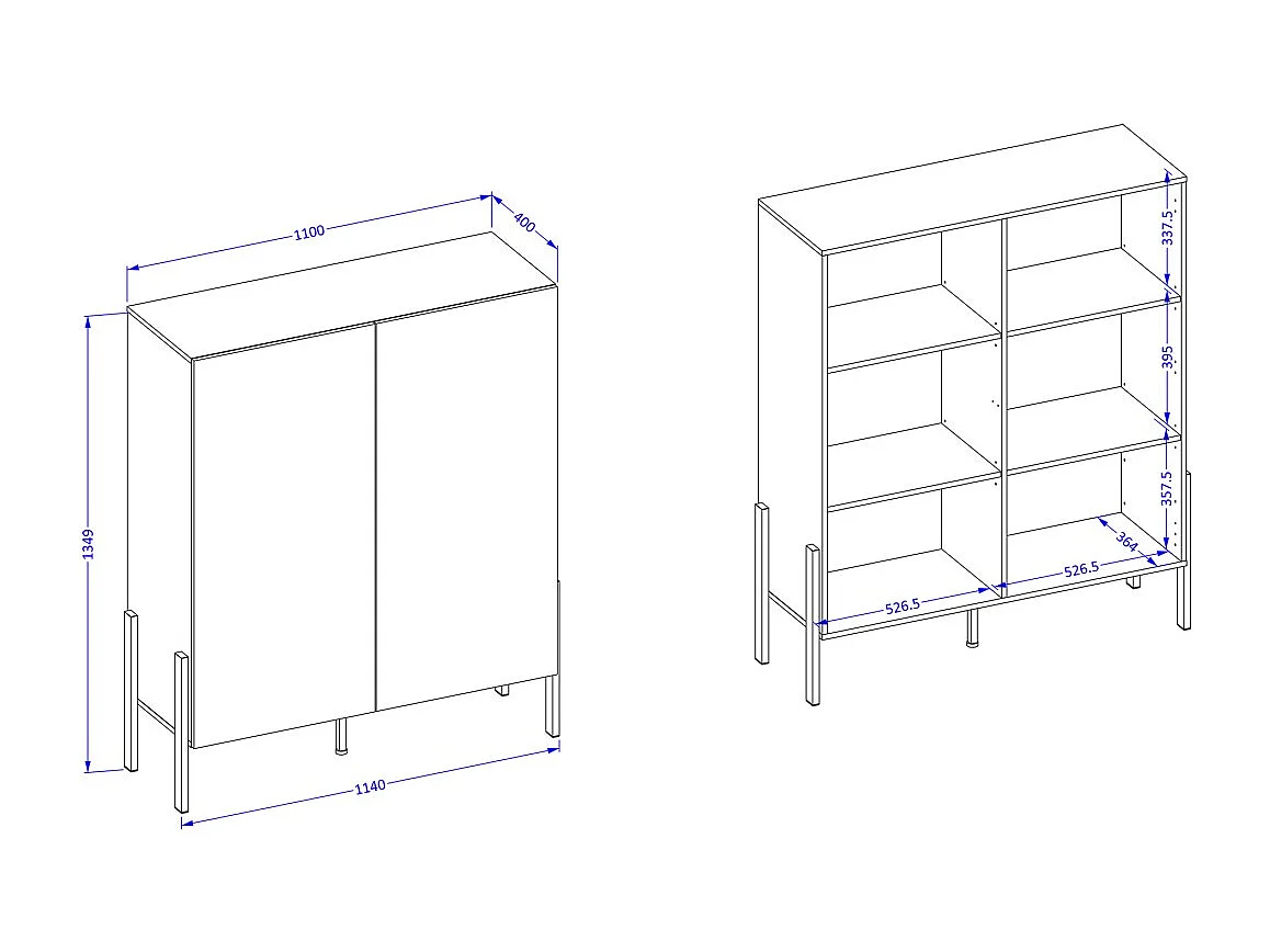Pack salón SALMA – Mueble para TV, aparador con 2 puertas y 3 cajones y armario en blanco super mate y negro mate