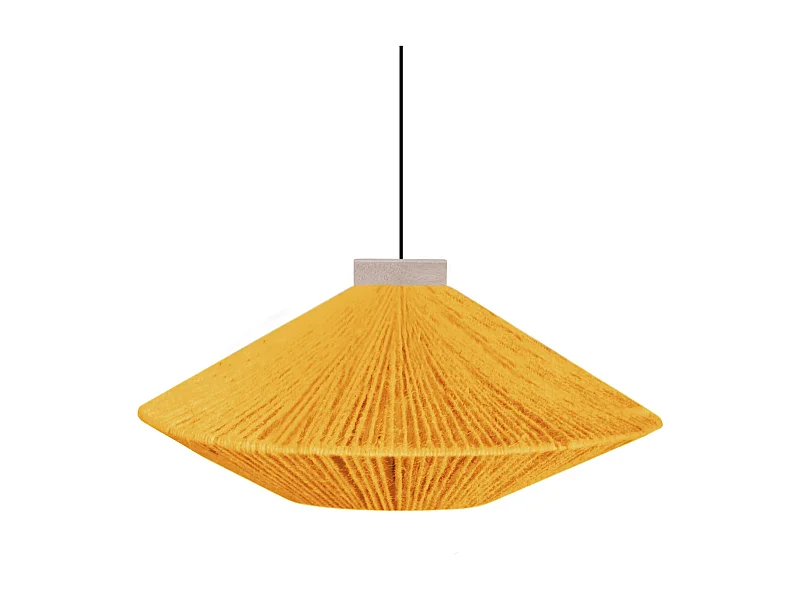 Suspension TOSEL ,métal,fibre ,Jaune ,H 90xD60xP60cm