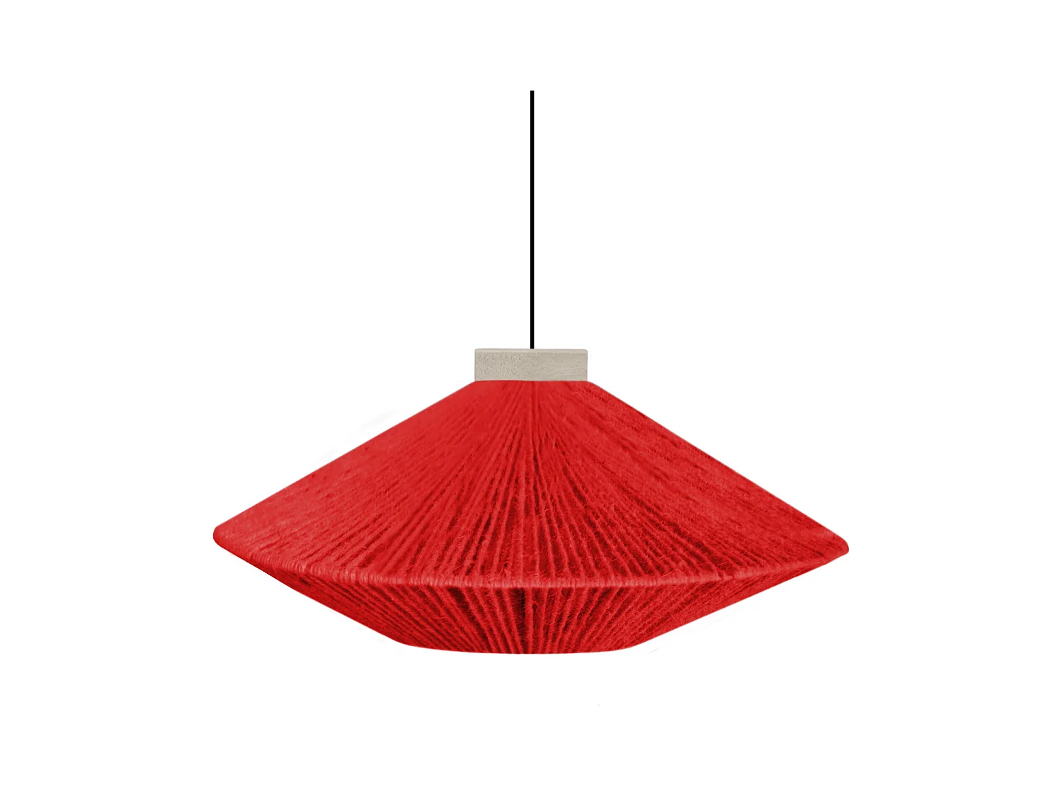Suspension TOSEL ,métal,fibre ,Rouge , H 90xD60xP60cm