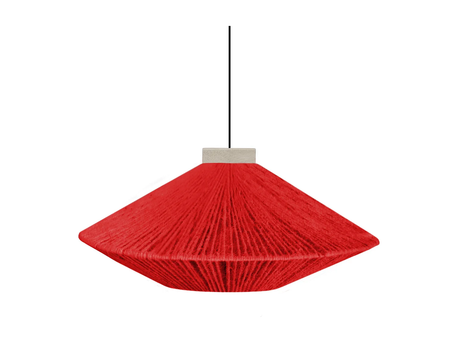 Suspension TOSEL ,métal,fibre ,Rouge , H 90xD60xP60cm