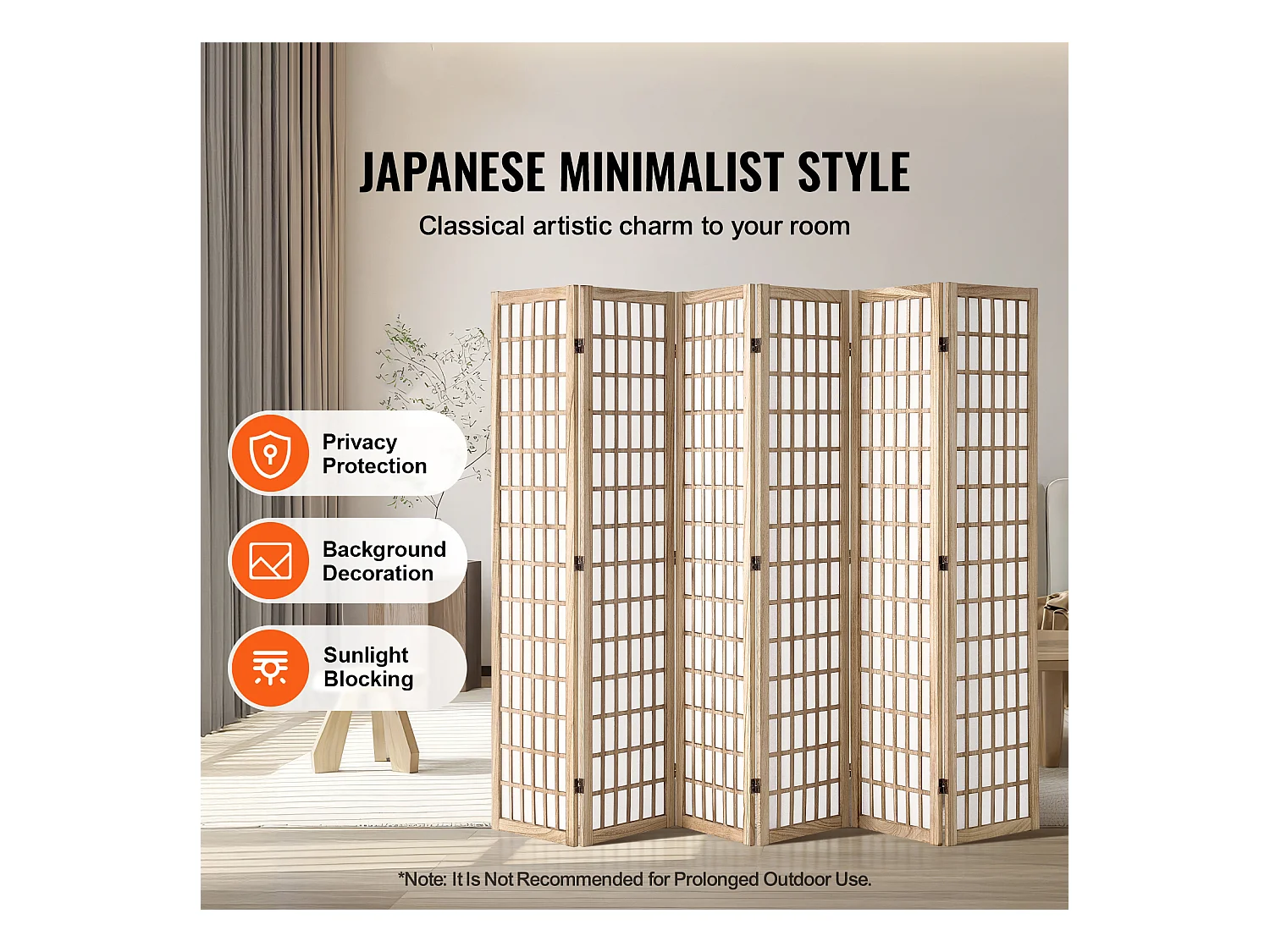 Cloison de Séparation de Pièce Japonaise SucceBuy à 6 Panneaux pour la Séparation de Pièce