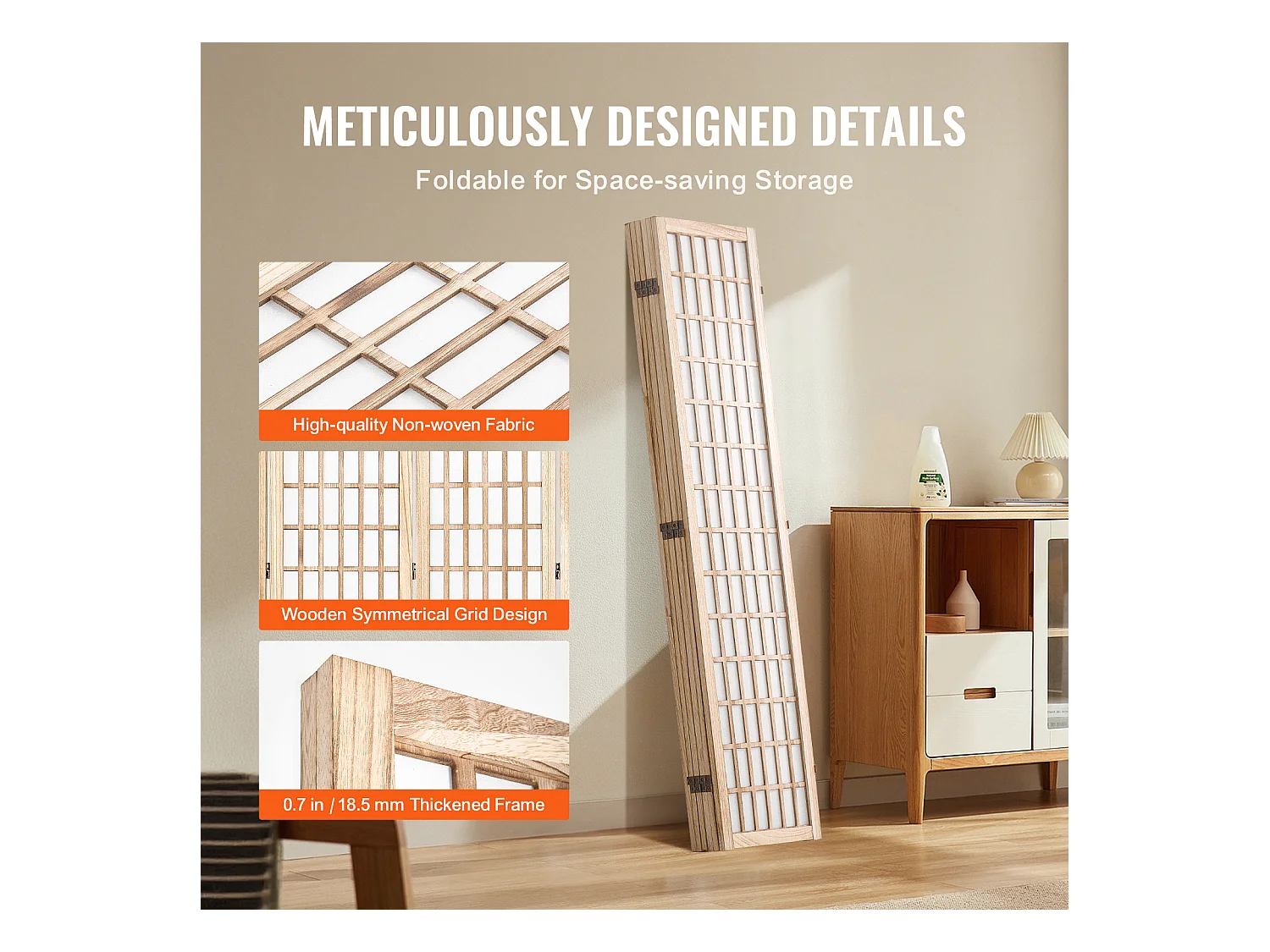 Cloison de Séparation de Pièce Japonaise SucceBuy à 6 Panneaux pour la Séparation de Pièce