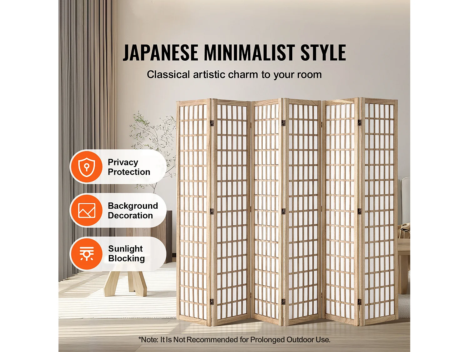 Cloison de Séparation de Pièce Japonaise SucceBuy à 6 Panneaux pour la Séparation de Pièce