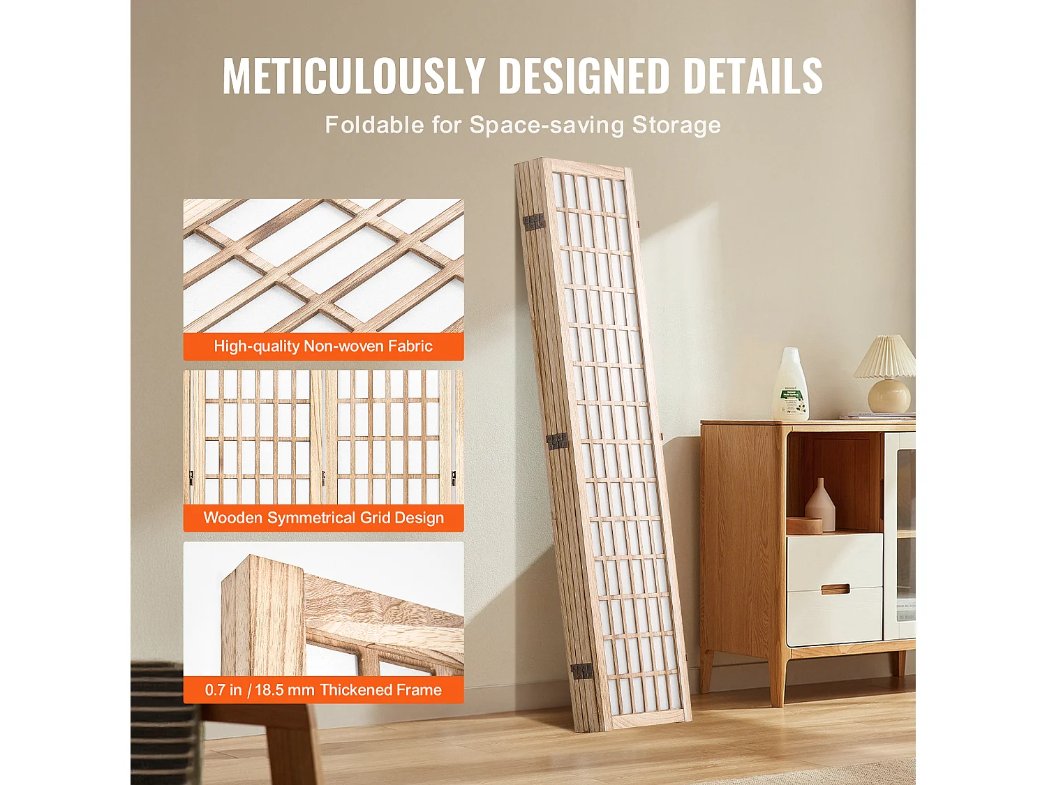 Cloison de Séparation de Pièce Japonaise SucceBuy à 6 Panneaux pour la Séparation de Pièce